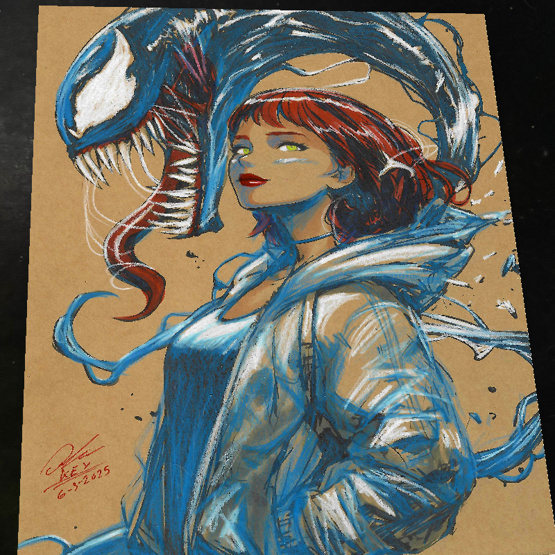Mary Jane x Venom Art Print Signed 8.5x11 | Art by Keyeske