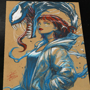 Mary Jane x Venom - Marvel art print by Keyeske