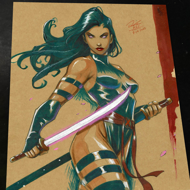 Psylocke Art Print Signed 8.5x11 | Art by Keyeske
