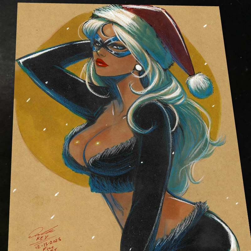 Black Cat Art Print Signed 8.5x11 | Art by Keyeske