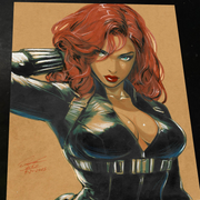 Black Widow Marvel Arm Raised Portrait art print by Keyeske