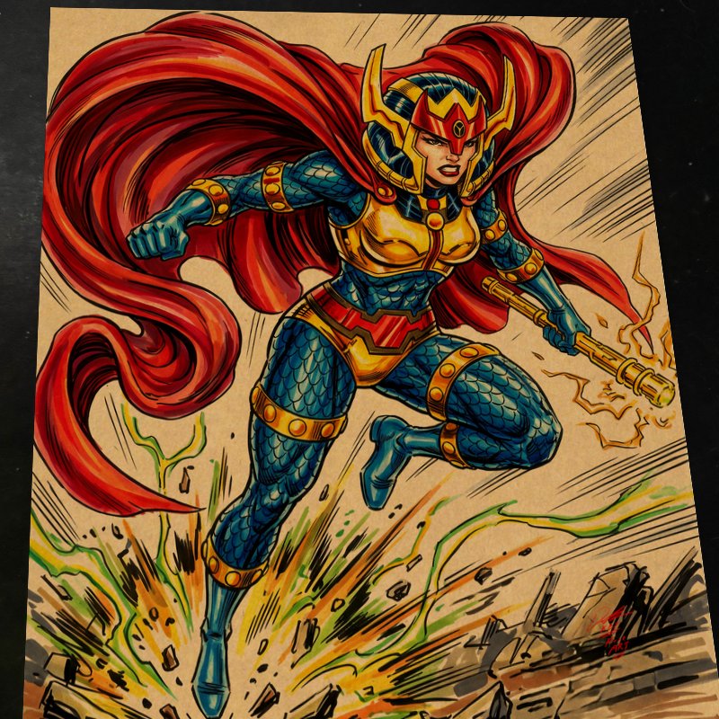 Big Barda DC Art Print Signed 8.5x11 | Art by Keyeske