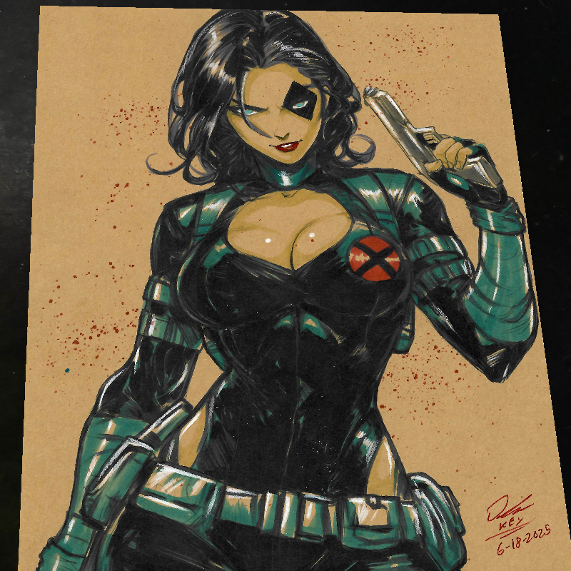 Domino X-Men Art Print Signed 8.5x11 | Art by Keyeske