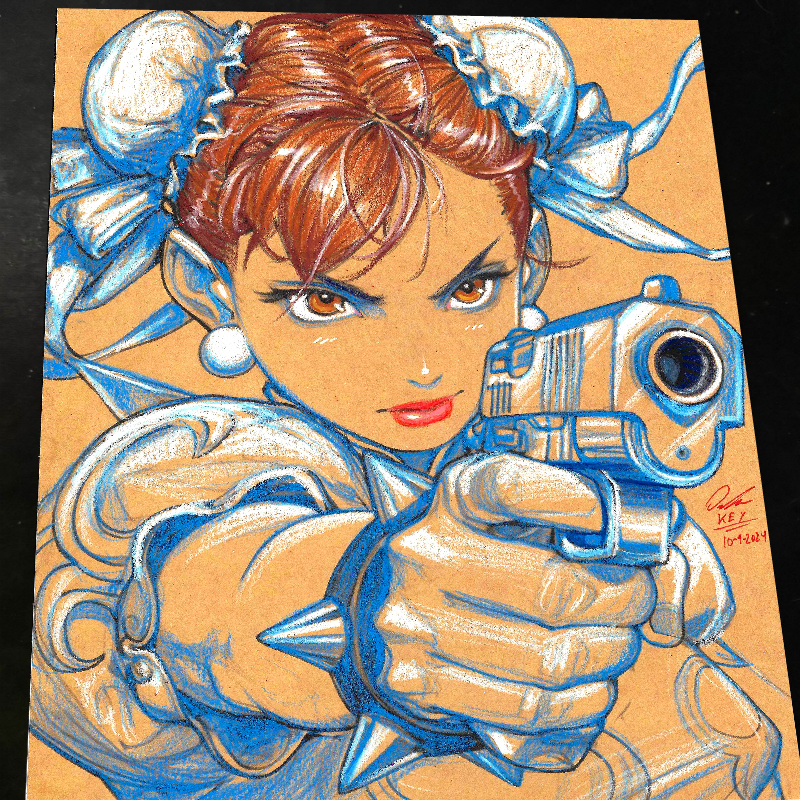 Chun Li Street Fighter Art Print Signed 8.5x11 | Art by Keyeske