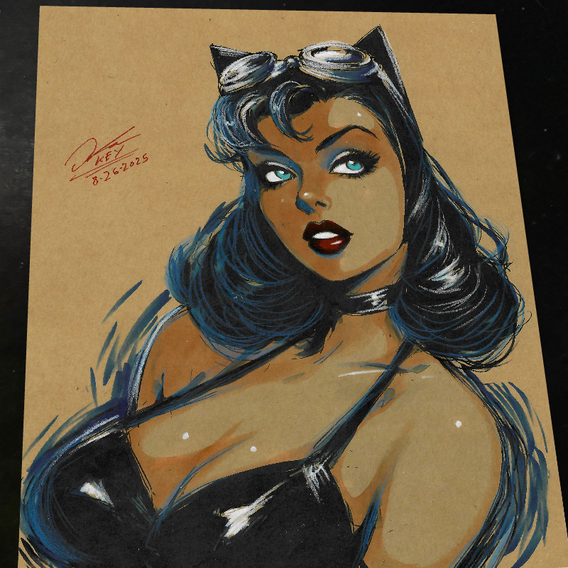 Catwoman Art Print Signed 8.5x11 | Art by Keyeske