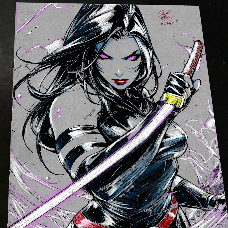 Psylocke Art Print Signed 8.5x11 | Art by Keyeske