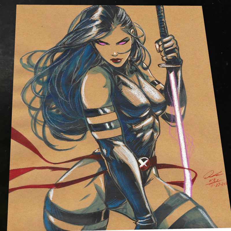 Psylocke - Marvel art print by Keyeske