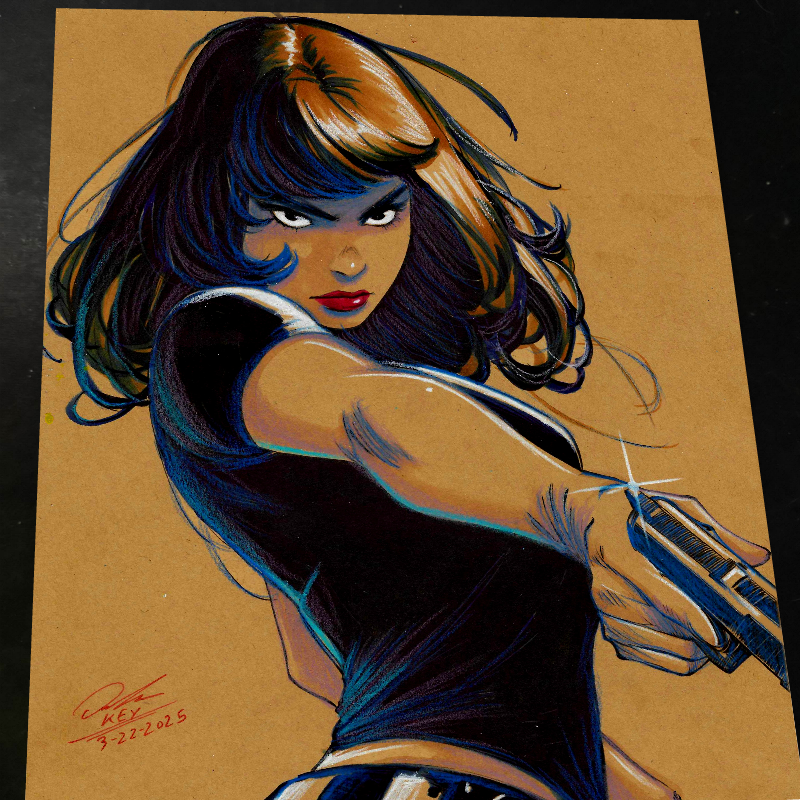 Gun Girl Original Art Print Signed 8.5x11 | Art by Keyeske