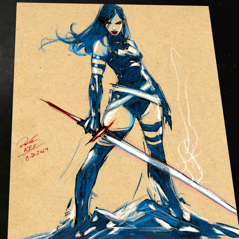 Psylocke Art Print Signed 8.5x11 | Art by Keyeske