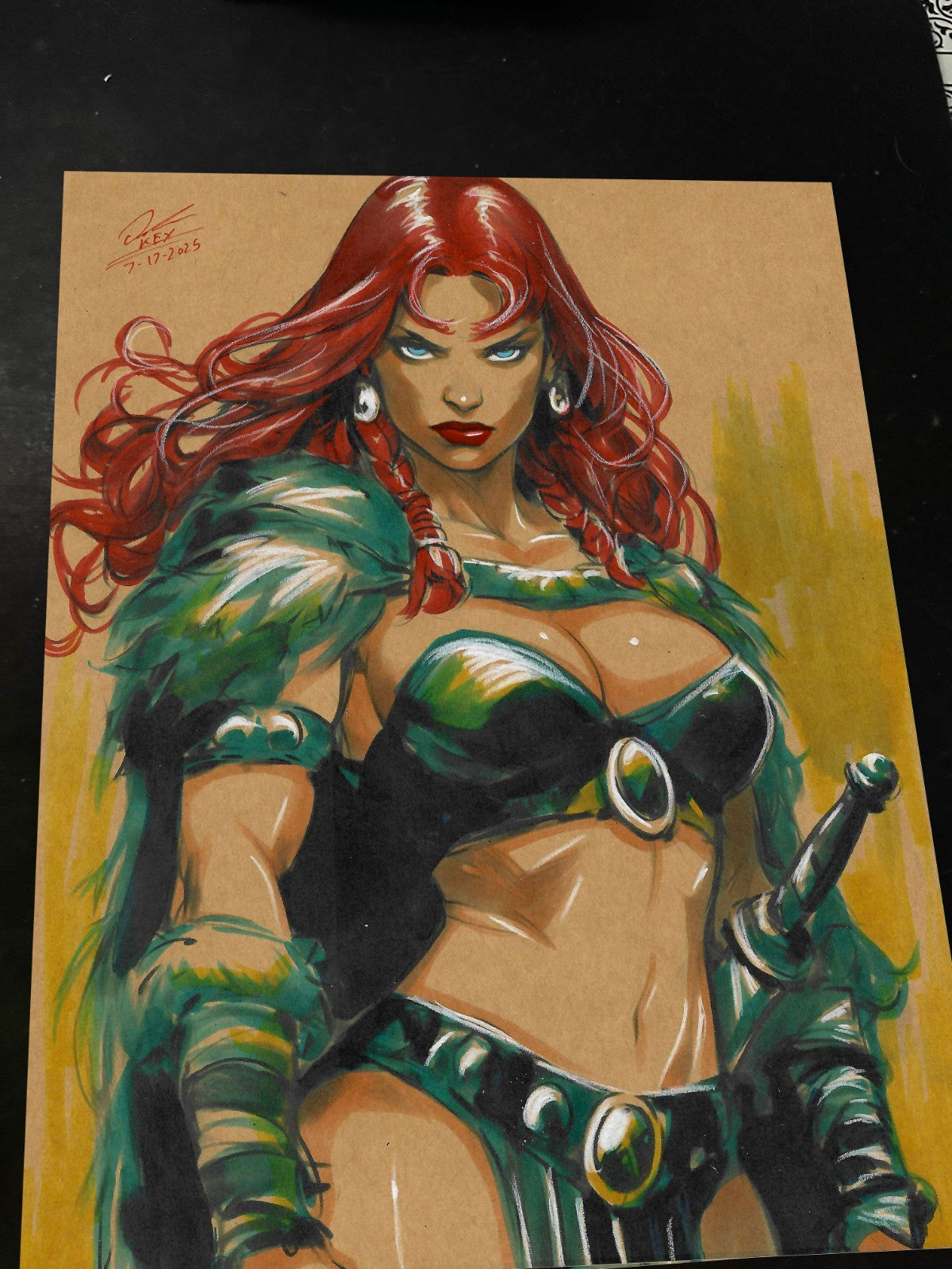 Red Sonja Art Print Signed 8.5x11 | Art by Keyeske