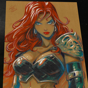 Red Sonja Art Print Signed 8.5x11 | Art by Keyeske