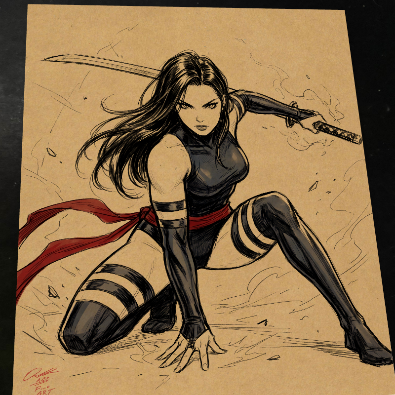 Psylocke Art Print Signed 8.5x11 | Art by Keyeske