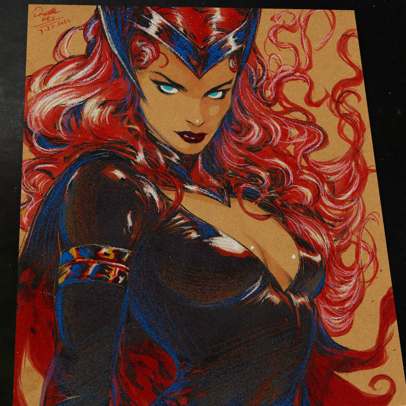 Scarlet Witch Art Print Signed 8.5x11 | Art by Keyeske