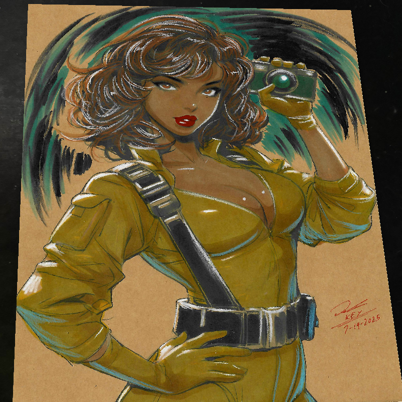 April O'Neil TMNT Camera Pose Art Print Signed 8.5x11 | Art by Keyeske