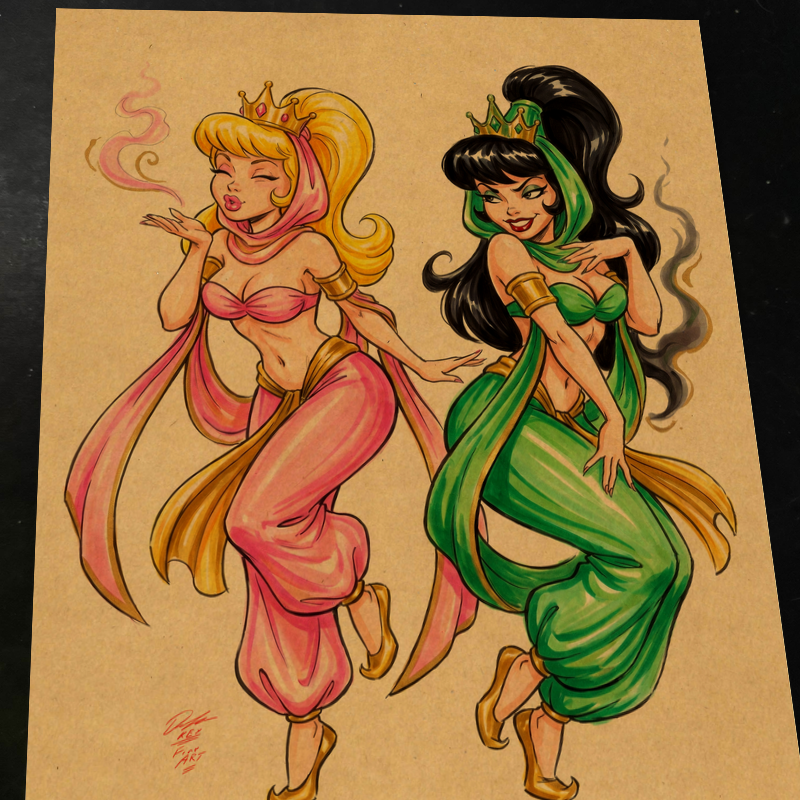 Jeannie Twins Original Art Print Signed 8.5x11 | Art by Keyeske