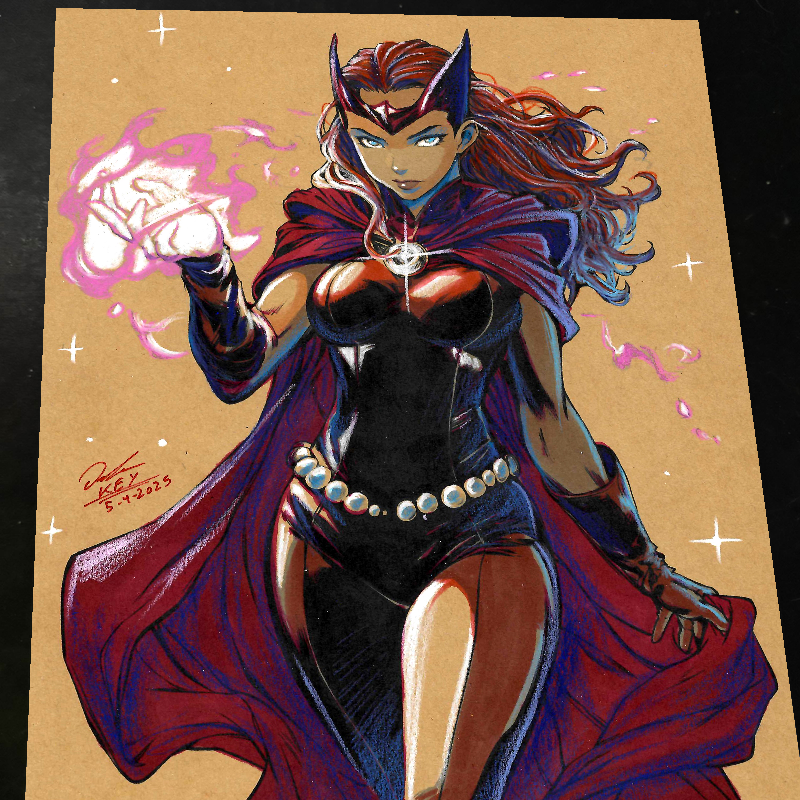 Scarlet Witch Art Print Signed 8.5x11 | Art by Keyeske