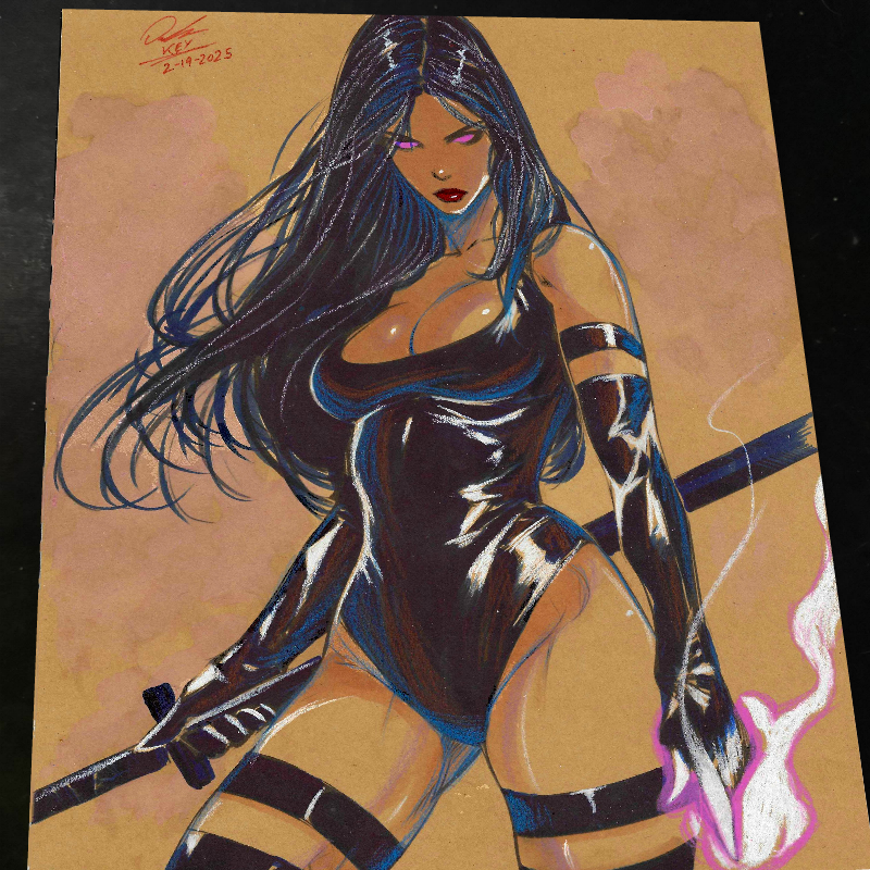 Psylocke - Marvel art print by Keyeske