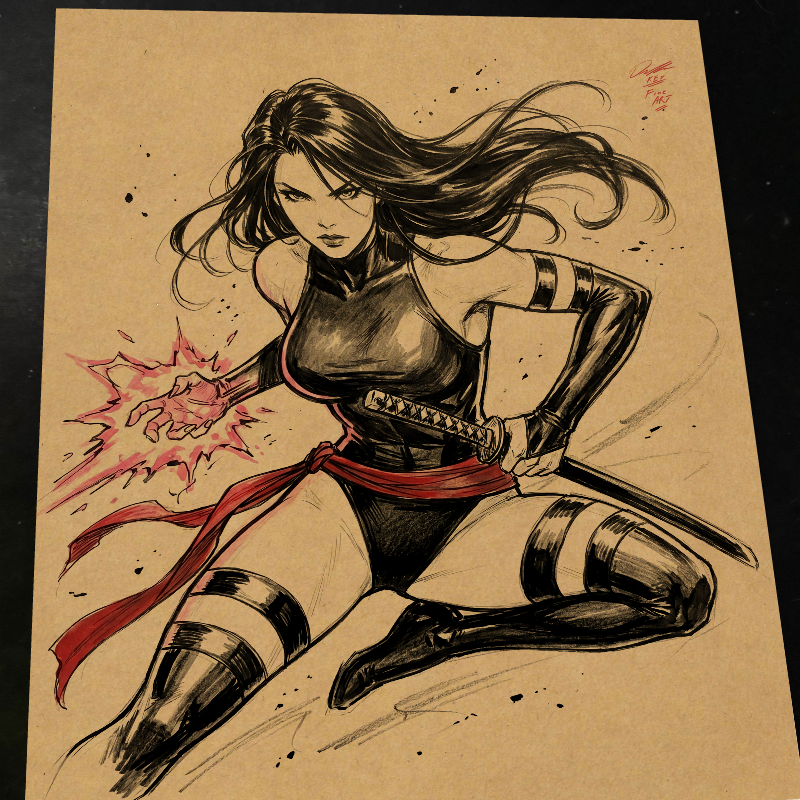Psylocke Art Print Signed 8.5x11 | Art by Keyeske