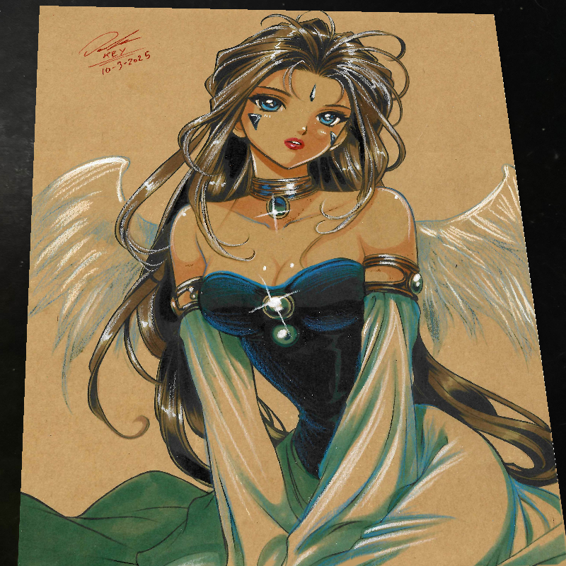 Belldandy Ah My Goddess Anime Art Print Signed 8.5x11 | Art by Keyeske