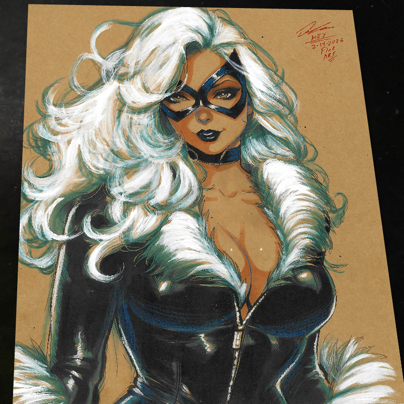Black Cat Art Print Signed 8.5x11 | Art by Keyeske