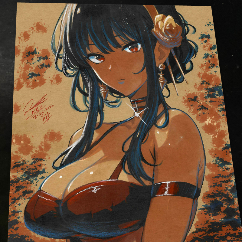 Yor Forger Spy x Family Art Print Signed 8.5x11 | Art by Keyeske