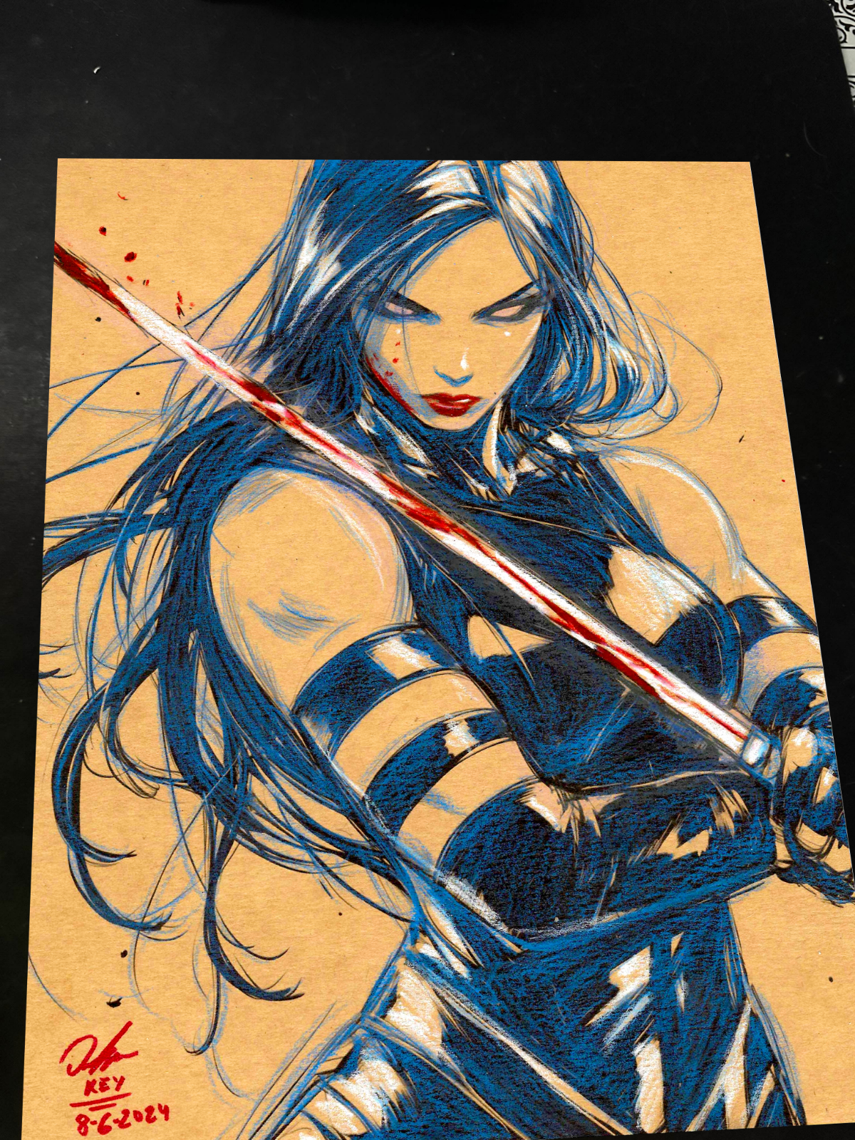 Psylocke Art Print Signed 8.5x11 | Art by Keyeske