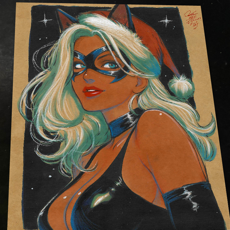 Black Cat Art Print Signed 8.5x11 | Art by Keyeske