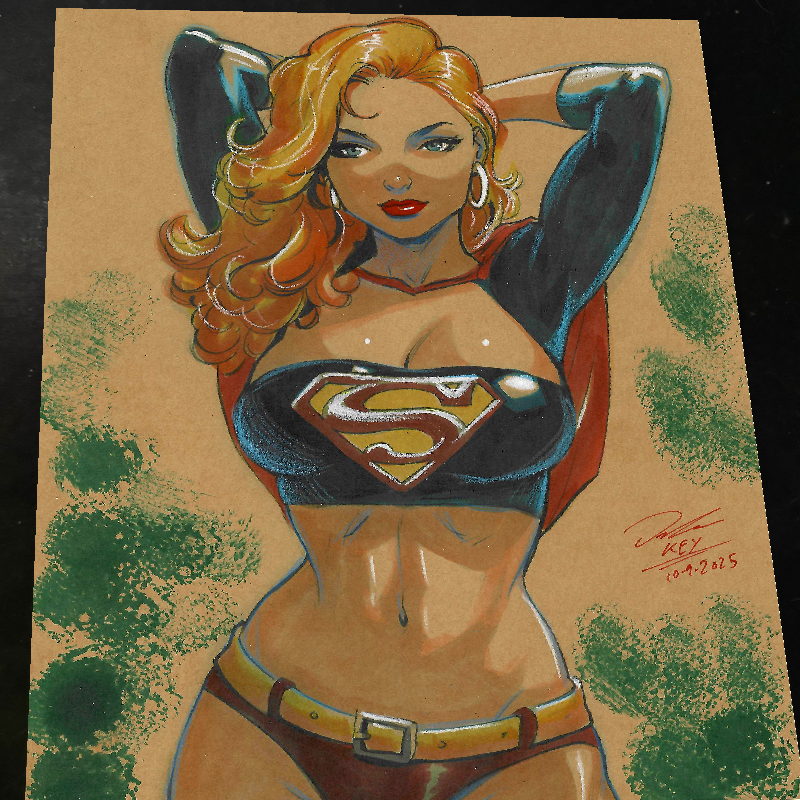 Supergirl DC Art Print Signed 8.5x11 | Art by Keyeske