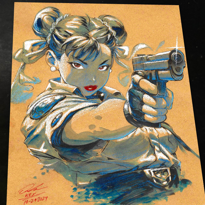 Chun Li Street Fighter Art Print Signed 8.5x11 | Art by Keyeske