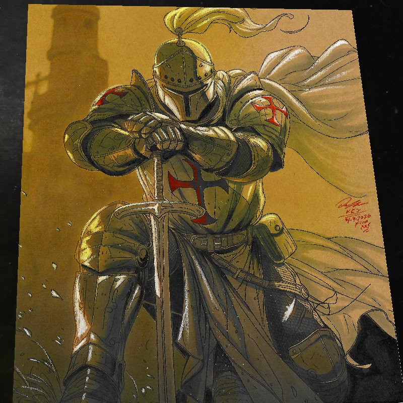 Crusader Knight Art Print Signed 8.5x11 | Art by Keyeske