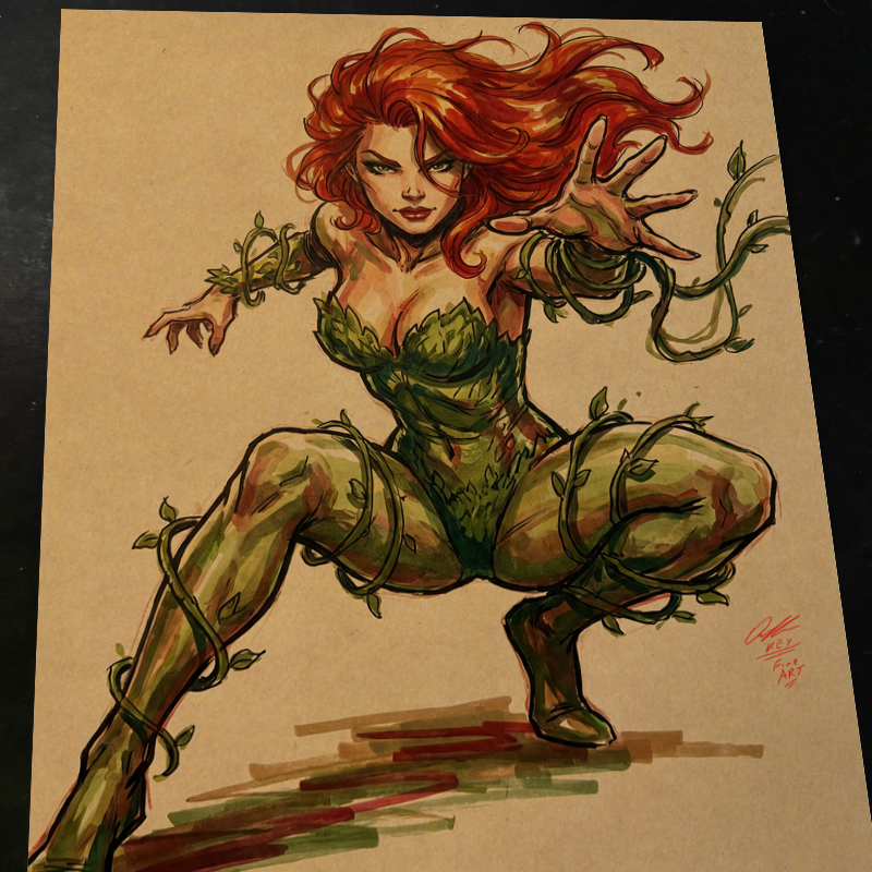 Poison Ivy DC Batman Art Print Signed 8.5x11 | Art by Keyeske