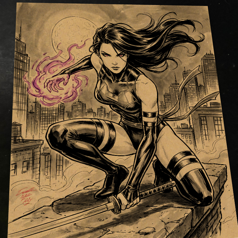 Psylocke Art Print Signed 8.5x11 | Art by Keyeske