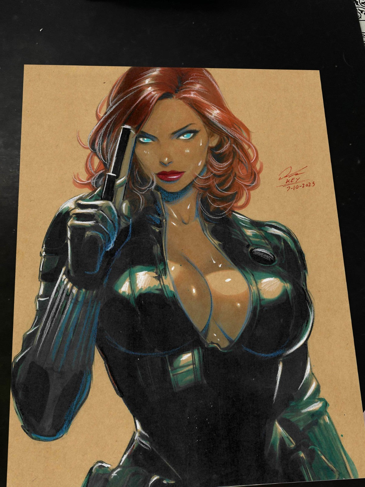 Black Widow Art Print Signed 8.5x11 | Art by Keyeske