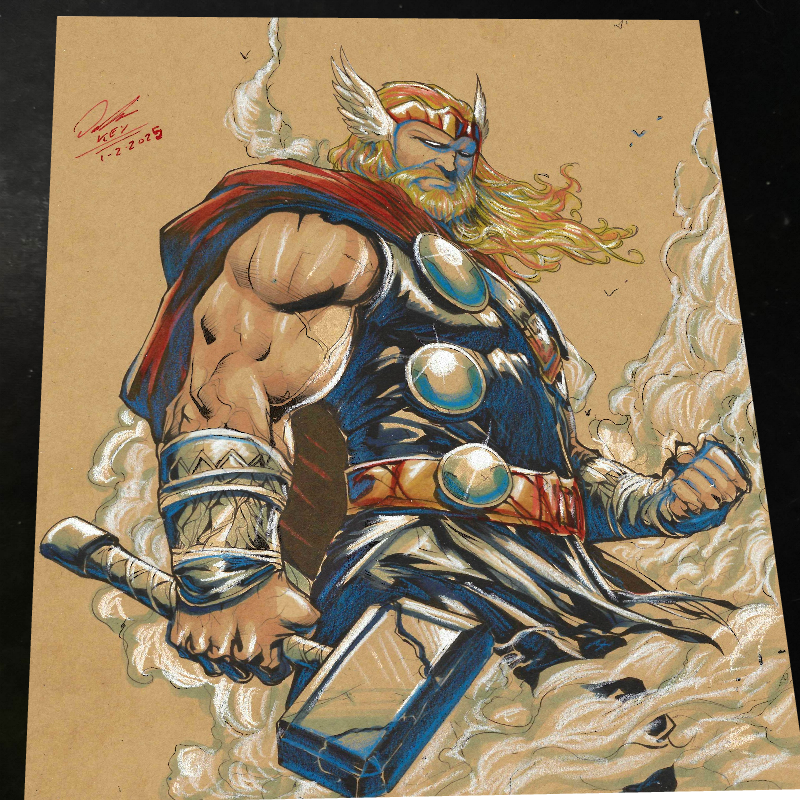 Thor Art Print Signed 8.5x11 | Art by Keyeske