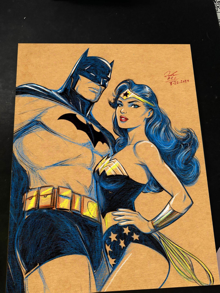 Batman & Wonder Woman Art Print Signed 8.5x11 | Art by Keyeske