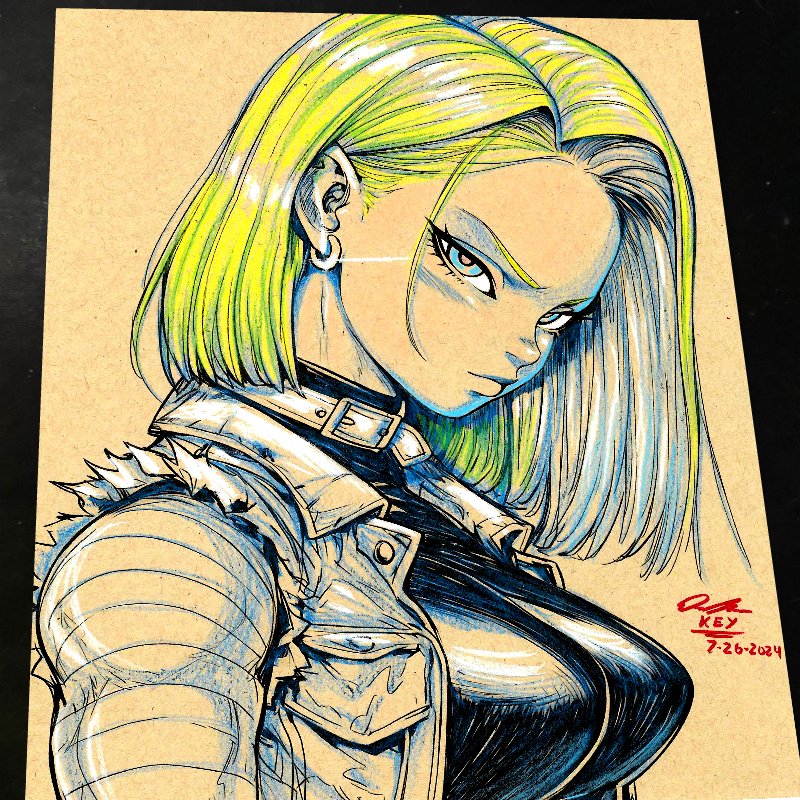 Android 18 Art Print Signed 8.5x11 | Art by Keyeske