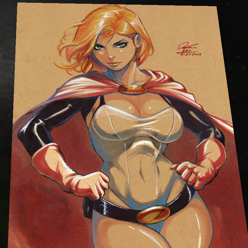 Power Girl Art Print Signed 8.5x11 | Art by Keyeske