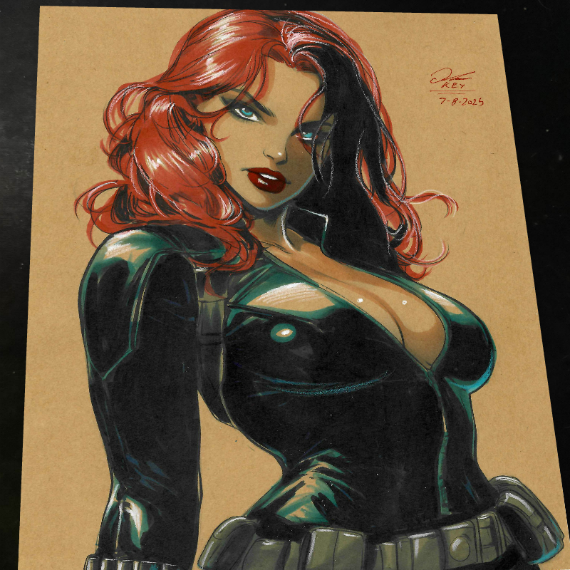 Black Widow Marvel Art Print Signed 8.5x11 | Art by Keyeske