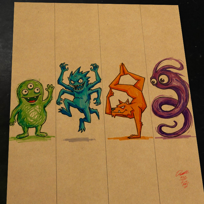 Monster Original Art Print Signed 8.5x11 | Art by Keyeske