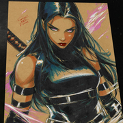 Psylocke Art Print Signed 8.5x11 | Art by Keyeske