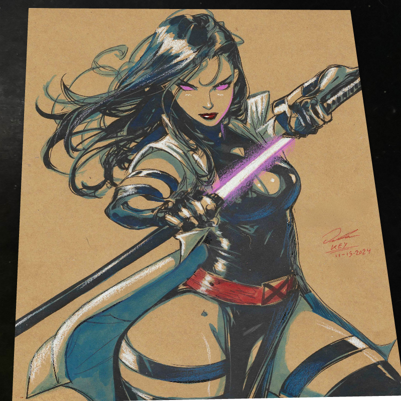 Psylocke Art Print Signed 8.5x11 | Art by Keyeske