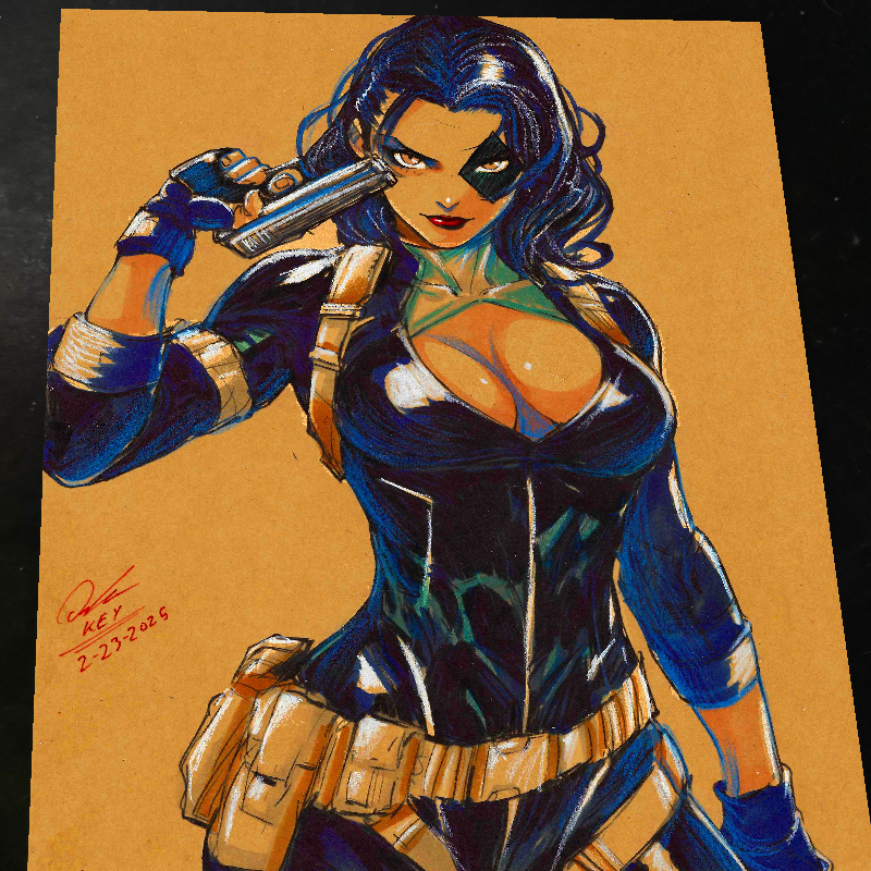 Domino X-Men Art Print Signed 8.5x11 | Art by Keyeske
