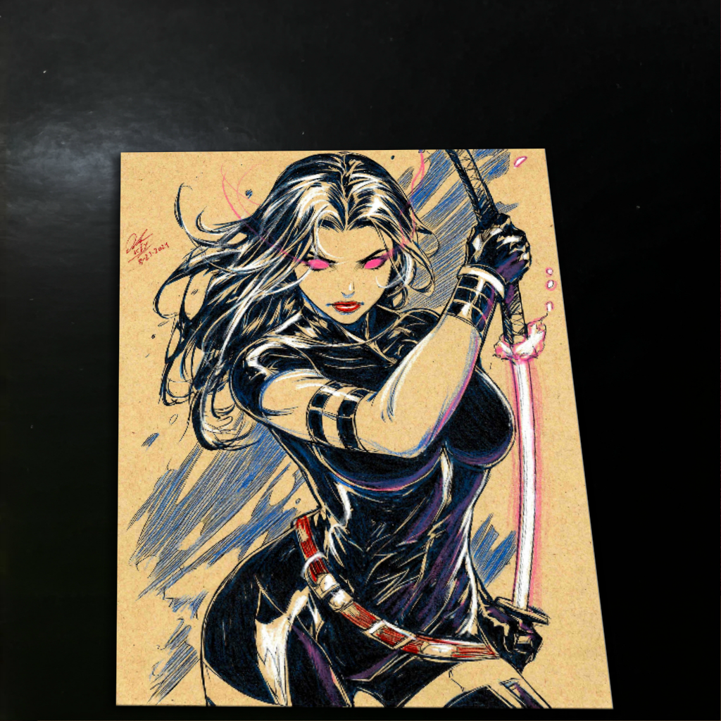 Psylocke Art Print Signed 8.5x11 | Art by Keyeske