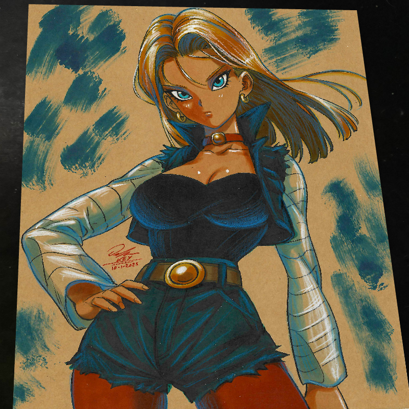 Android 18 Dragon Ball Art Print Signed 8.5x11 | Art by Keyeske