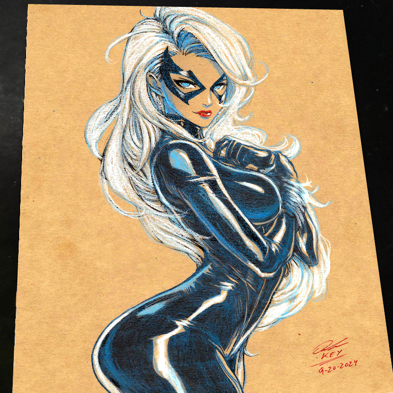 Black Cat Art Print Signed 8.5x11 | Art by Keyeske