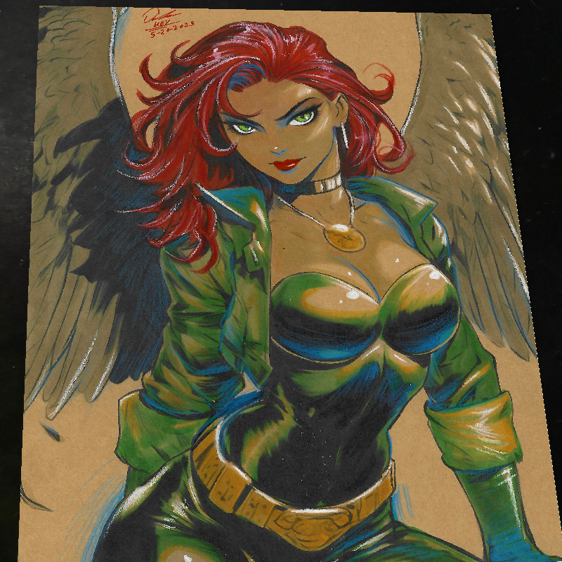 Hawkgirl Art Print Signed 8.5x11 | Art by Keyeske