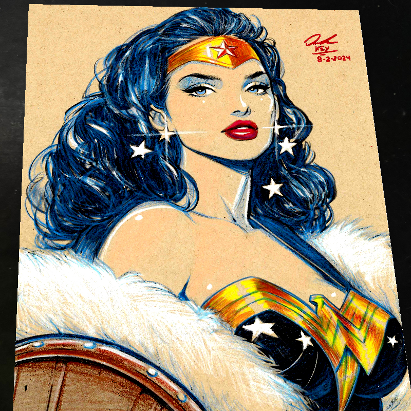 Wonder Woman Art Print Signed 8.5x11 | Art by Keyeske