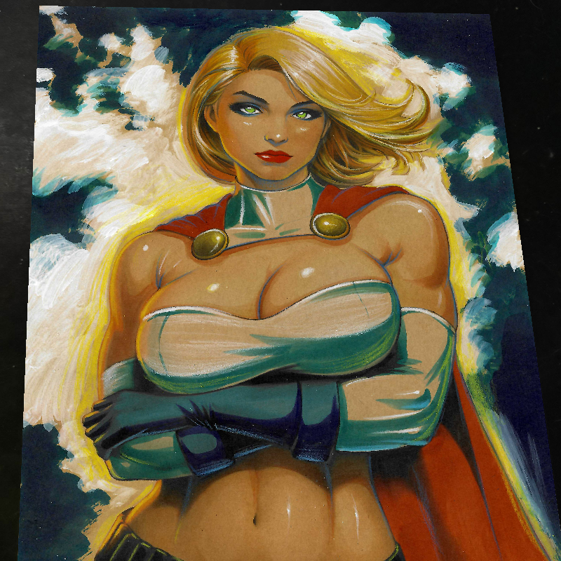 Power Girl Art Print Signed 8.5x11 | Art by Keyeske
