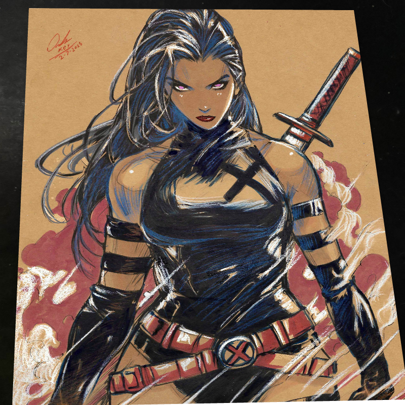 Psylocke Art Print Signed 8.5x11 | Art by Keyeske