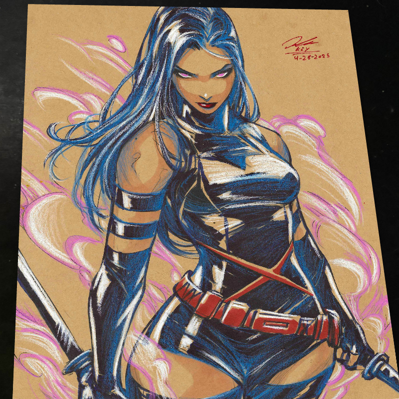 Psylocke Art Print Signed 8.5x11 | Art by Keyeske